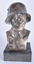 AN EARLY 20TH CENTURY SILVER PLATED BUST OF A MILITARY SOLDIER. 21 cm x 8 cm.