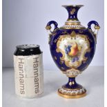 A Royal Worcester vase decorated with a central Cartouche of fruit signed Seabright 21 cm