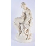 A VERY LARGE 19TH CENTURY ENGLISH PARIAN WARE PORCELAIN FIGURE OF A FEMALE modelled as a nude female