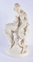 A VERY LARGE 19TH CENTURY ENGLISH PARIAN WARE PORCELAIN FIGURE OF A FEMALE modelled as a nude female