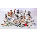 A collection of miniature tea ware, pots and animal figures largest 23 cm. (Qty).