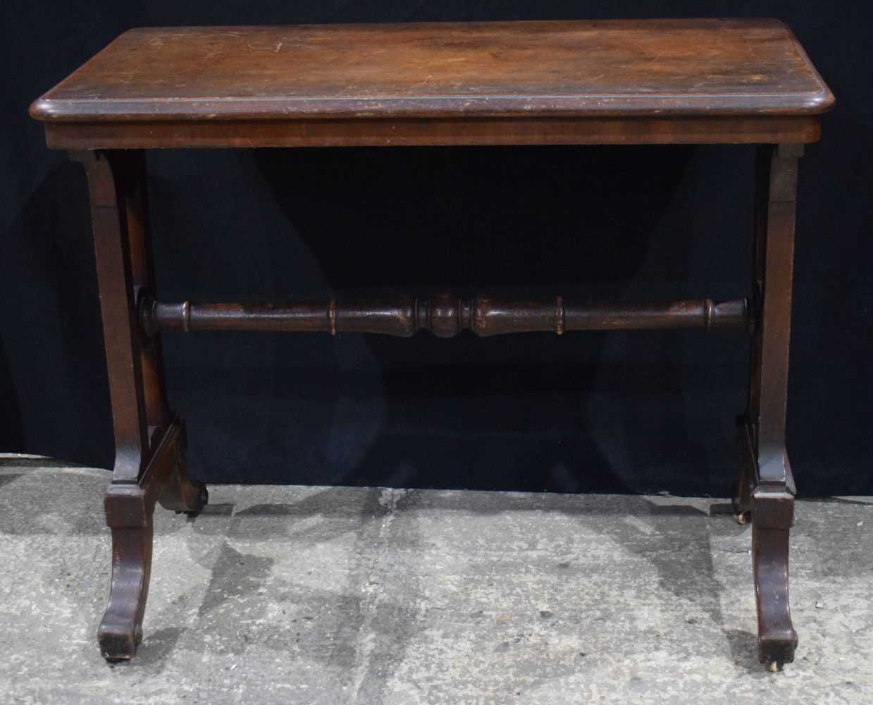 A 19th Century Mahogany side table with spreader on castors 75 x 91 x 48cm. - Image 2 of 10