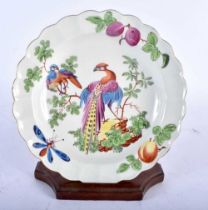 AN 18TH CENTURY CHELSEA FLUTED PORCELAIN DISH C1770 painted in the Manner of Giles with exotic