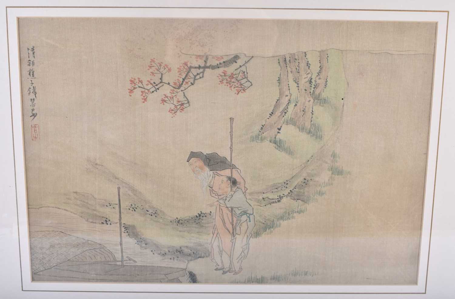 Attributed to Qian Hui'an (1833-1911) 3 x Watercolours, Figures within landscapes. 60 cm x 42 cm. - Image 15 of 38