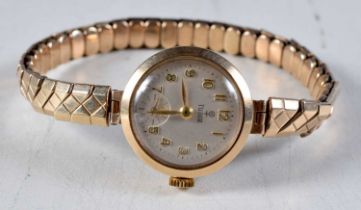 A Ladies 9 Carat Gold Tudor Watch with Expanding Strap. Stamped 9K, Dial 2.3 cm incl crown, weight
