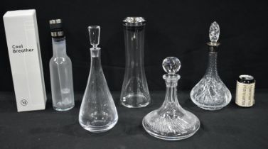 A collection of glass decanters, wine breathers etc (5)