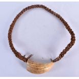 Antique Presentation Fijian Whale Tooth Pendant Necklace (Tabua) Fiji islands. Carved sperm whale