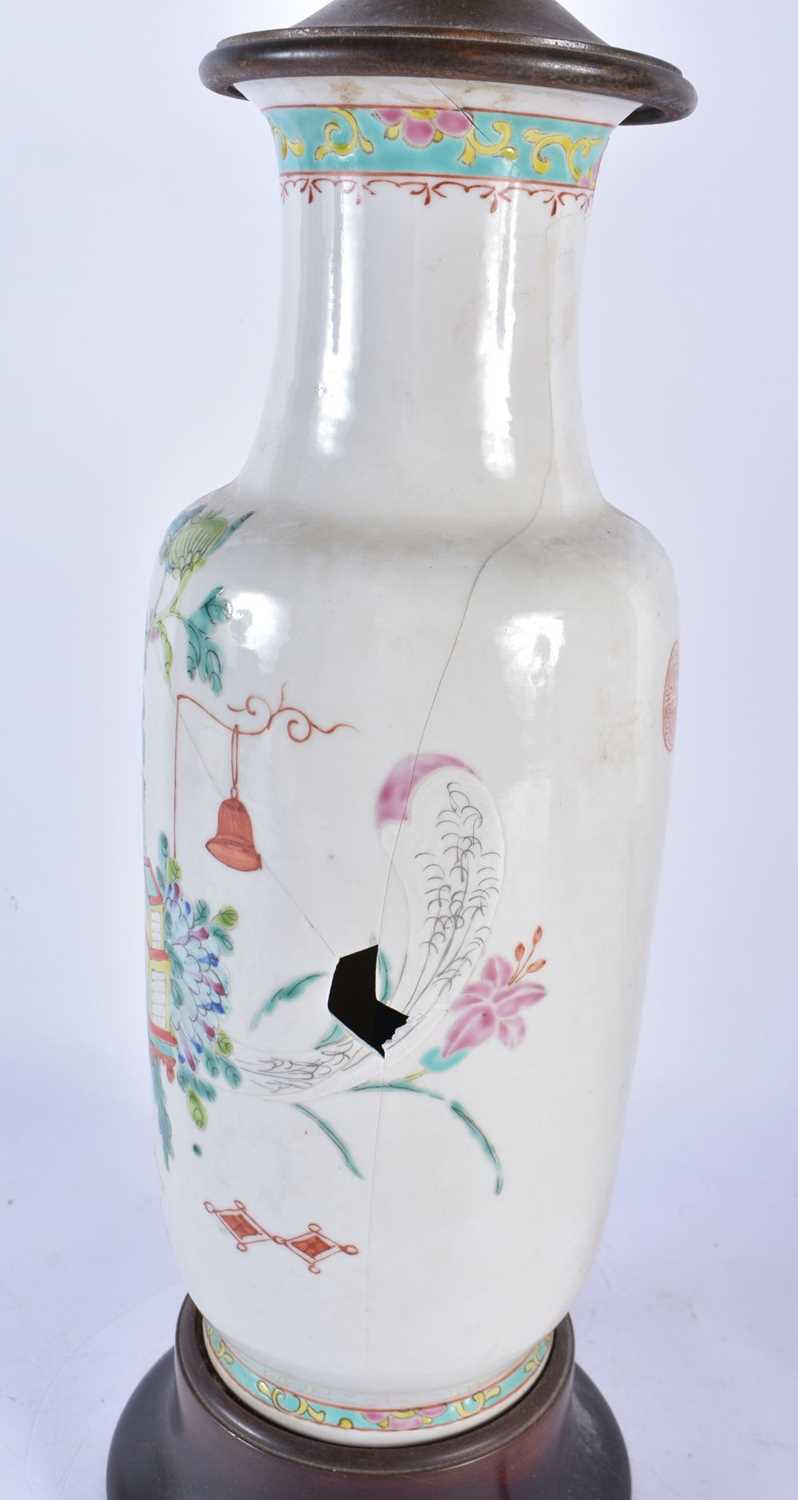 A LATE 19TH CENTURY CHINESE FAMILLE ROSE PORCELAIN LAMP Guangxu. 66 cm high. - Image 3 of 6