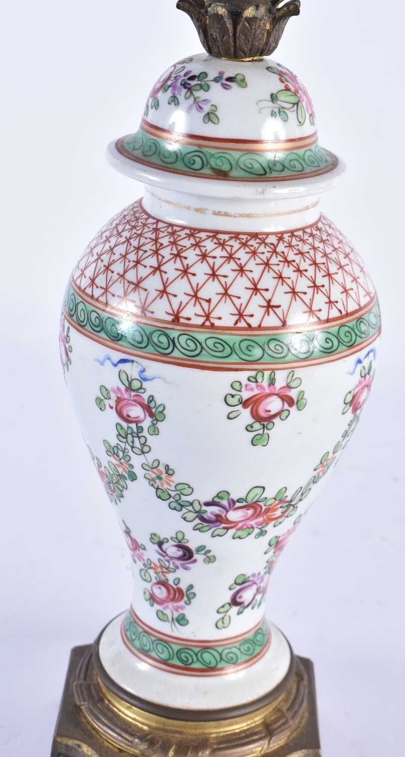 A 19TH CENTURY FRENCH SAMSONS OF PARIS PORCELAIN LAMP painted with flowers. 45cm high. - Image 2 of 5