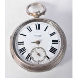 A VICTORIAN SILVER POCKET WATCH. Chester 1895. 154.7 grams. 5 cm diameter.