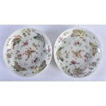 A PAIR OF CHINESE FAMILLE ROSE PORCELAIN BUTTERFLY DISHES Late Qing/Republic, bearing Qianlong marks