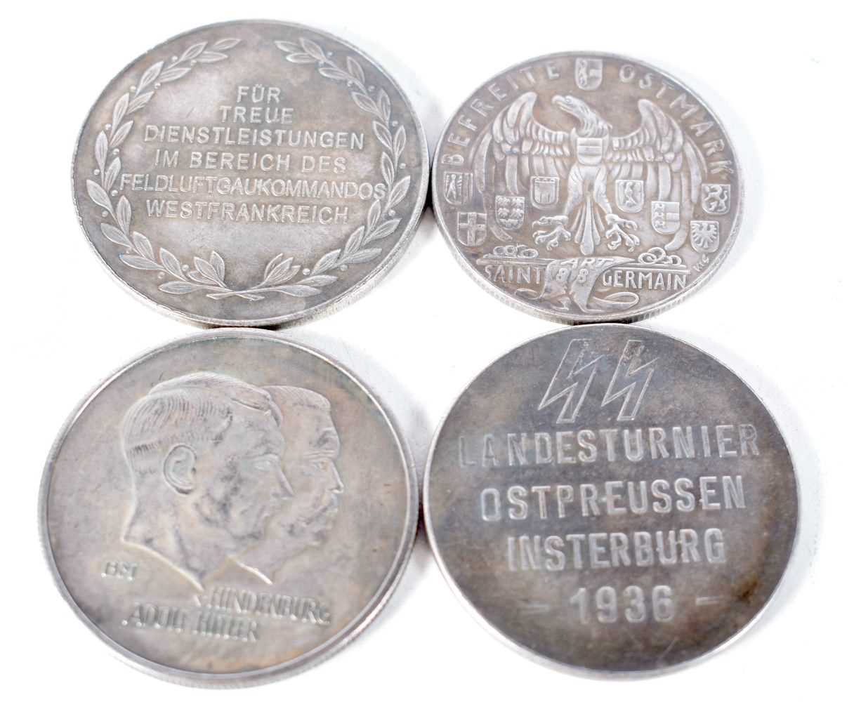 Four German Pre World War 2 Medallions. Largest 4.1cm diameter, total weight 92.2g (4) - Image 2 of 2