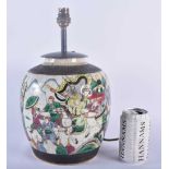 A 19TH CENTURY CHINESE CRACKLE GLAZED FAMILLE VERTE LAMP painted with figures in landscapes. 34 cm x