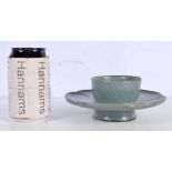 A Chinese Porcelain Crackle glazed Celadon Tea cup tray 7 x 18 cm.