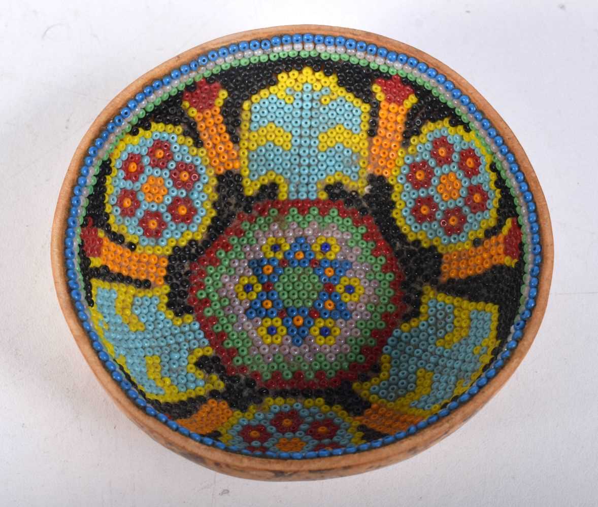 AN AMERICAN INDIAN BEADWORK BOWL. 3.25cm x 9.25cm.