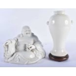 A 19TH CENTURY CHINESE BLANC DE CHINE PORCELAIN VASE Qing, together with a similar figure of a