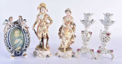 TWO BOXES OF GERMAN PORCELAIN together with Chinese silk shoes etc. (qty)