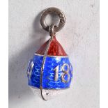 A Continental Silver Gilt and Enamel Egg Pendant. Indistinct Mark. 2.3 cm x 1.4cm, weight 6.7g