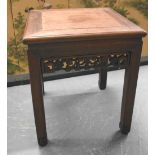 A 19TH CENTURY CHINESE SQUARE FORM HARDWOOD STAND. 55 cm x 44 cm.