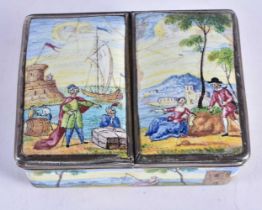 An 18th Century German Porcelain Double Box and Cover with Silver Mounts. 7.3 cm x 5.7cm x 3.2 cm,