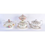 TWO EARLY 19TH CENTURY COALPORT RATHBONE TEAPOTS AND COVERS together with sugar bowls with stand and