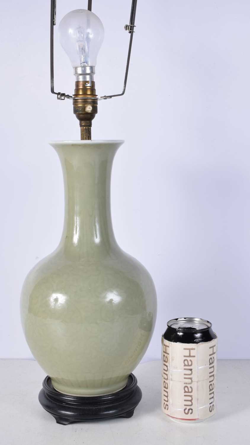 A Chinese Porcelain Celadon lamp base 34 cm. - Image 2 of 4