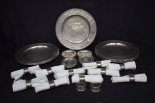 A Collection of Antique Pewter dining ware largest 34 cm. (38)