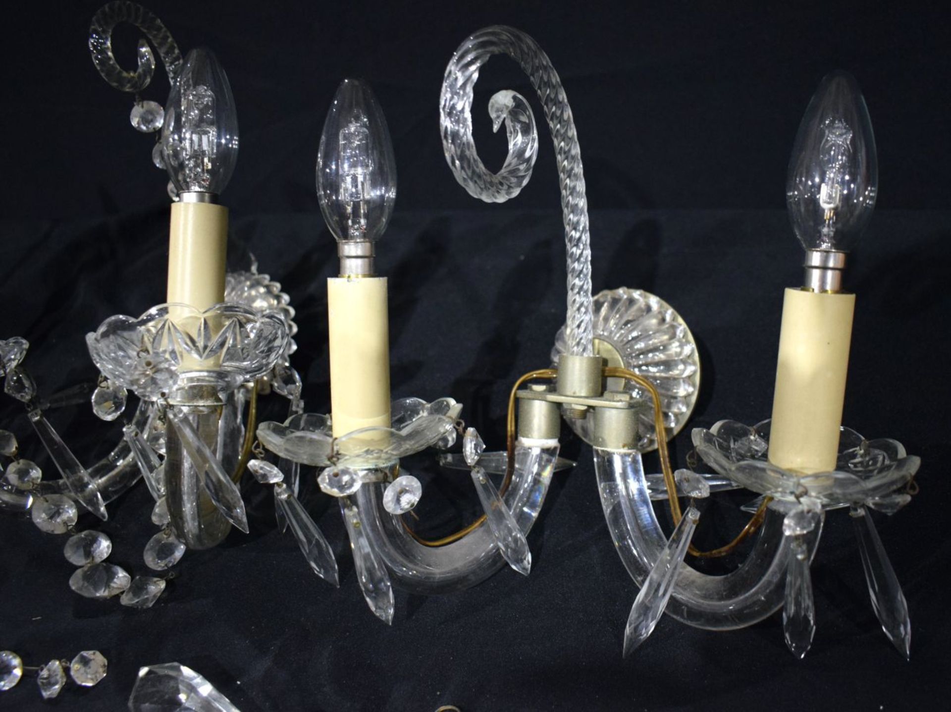 A collection of Glass wall sconces 25cm.(3) - Image 6 of 8