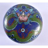 A 19TH CENTURY CHINESE CLOISONNE ENAMEL DRAGON BOX AND COVER Qing. 9 cm diameter.