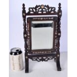 A 19th Century Chinese carved Hong Mu mirror inlaid with Mother of Pearl 35 x 19 cm.