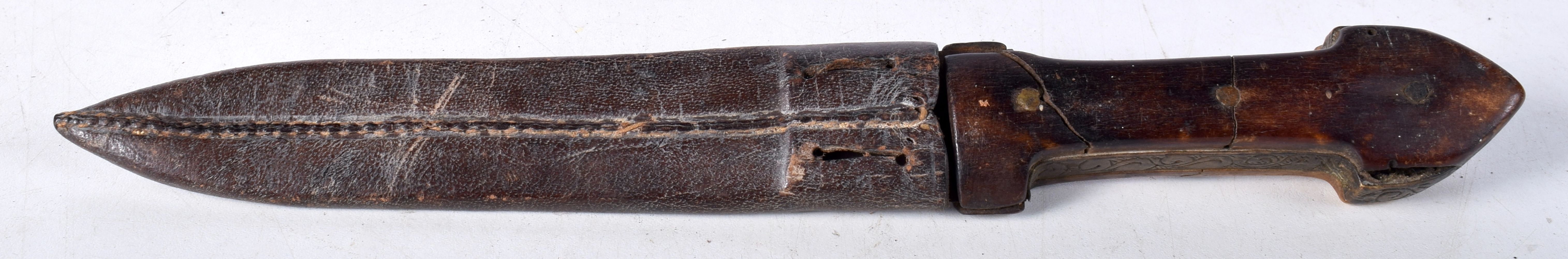 A Caucasian bone handled Kindjal Dagger with leather sheath 28 cm. - Image 21 of 21