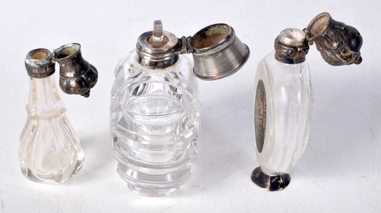 Three French Glass Scent Bottles. Largest 8.2 cm x 6.4cm x 3.7cm (3) - Image 2 of 3