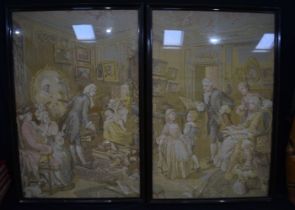 A large framed embroidery panels 86 x 56 cm.(2).