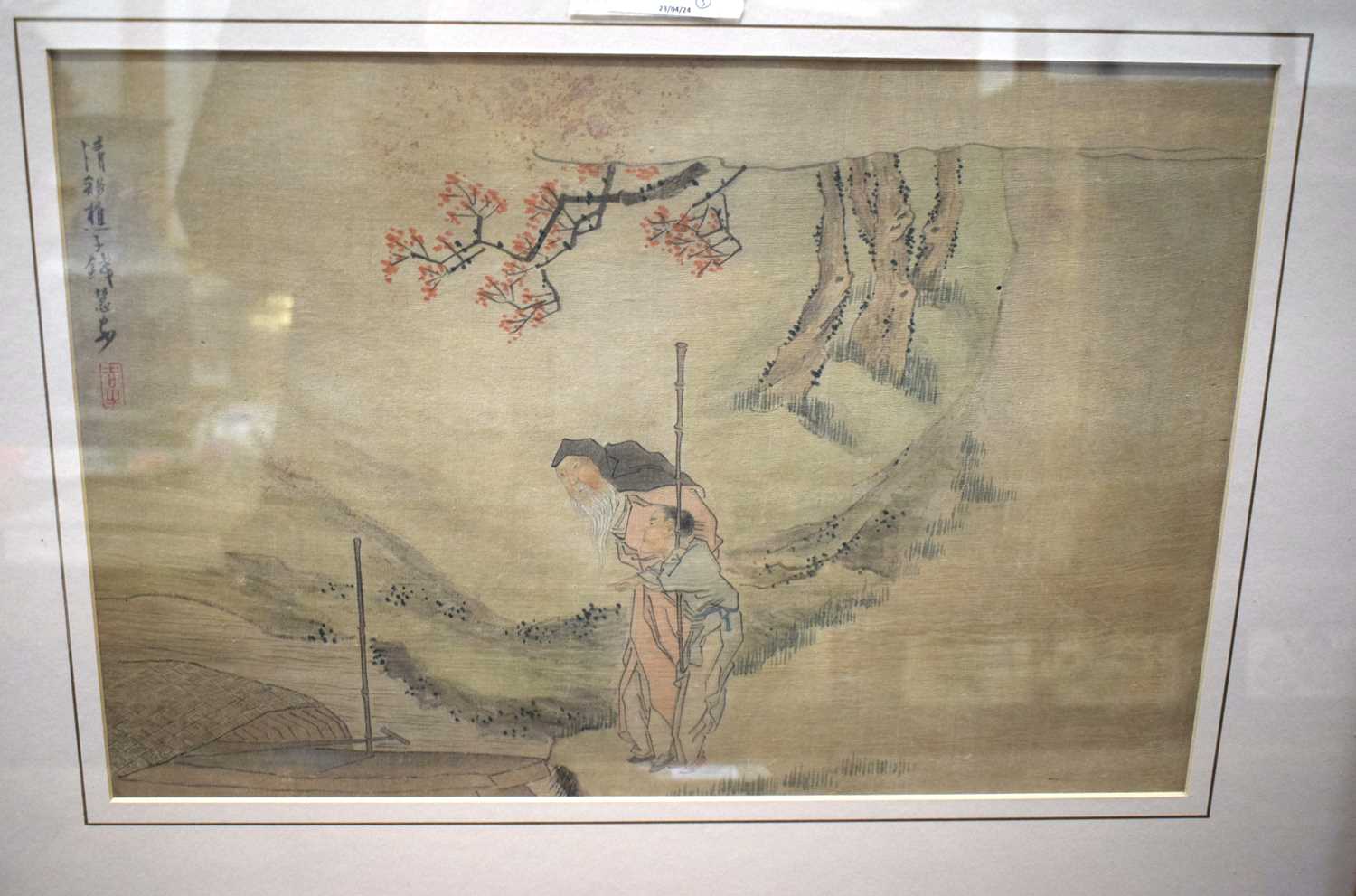 Attributed to Qian Hui'an (1833-1911) 3 x Watercolours, Figures within landscapes. 60 cm x 42 cm. - Image 29 of 38