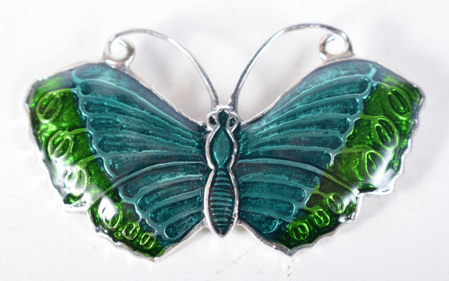 A Silver and Enamel Butterfly Brooch. Stamped Sterling. 5.1cm x 3 cm, weight 14.6g