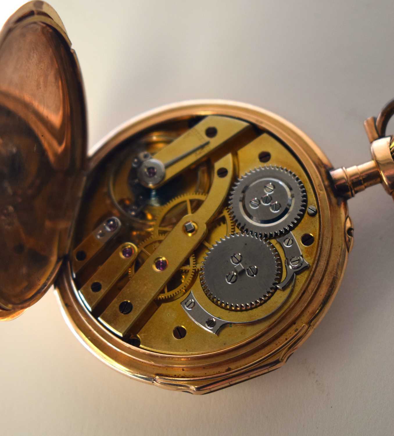 An 18 Carat Gold Cased Pocket Watch. Stamped 18K, 4.9cm diameter, working, weight 90.7g - Image 4 of 6