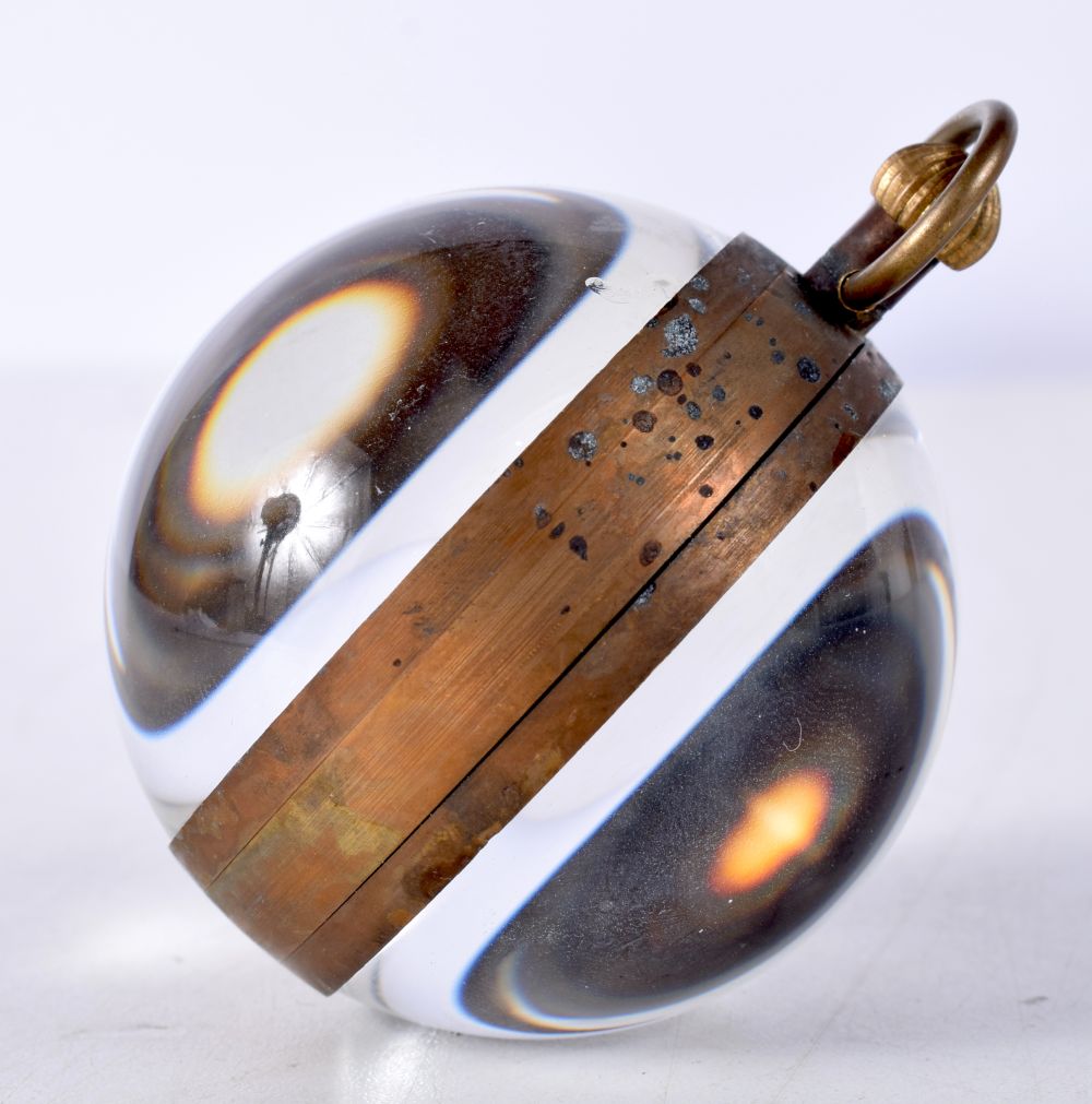 A small brass and glass ball clock 8 cm. - Image 3 of 4