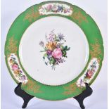 Early 19th century French porcelain plate painted by Jean-Pierre Feuillet with a central bouquet and