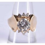 A LARGE 14CT GOLD 1.5 CT DIAMOND SOLITAIRE RING. M. 8.4 grams.