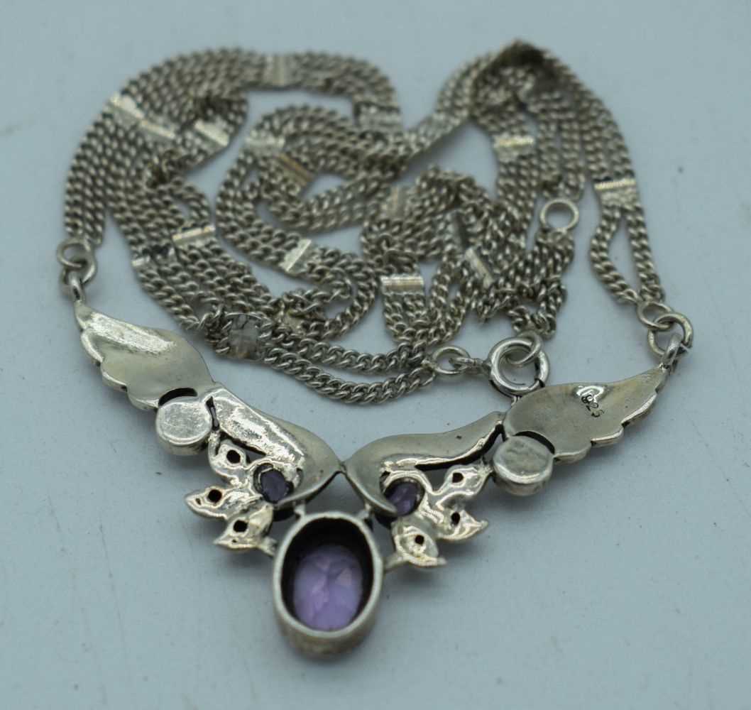 A SILVER NECKLACE. 14 grams. Chain 47 cm long, pendant 5.25cm x 3 cm. - Image 2 of 3