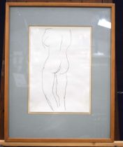 A framed pencil sketch by William Turnball , study of the female form 35 x 25cm