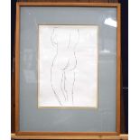 A framed pencil sketch by William Turnball , study of the female form 35 x 25cm