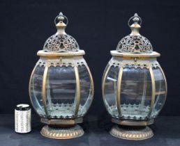 A pair of Islamic style copper lanterns 51 cm (62)