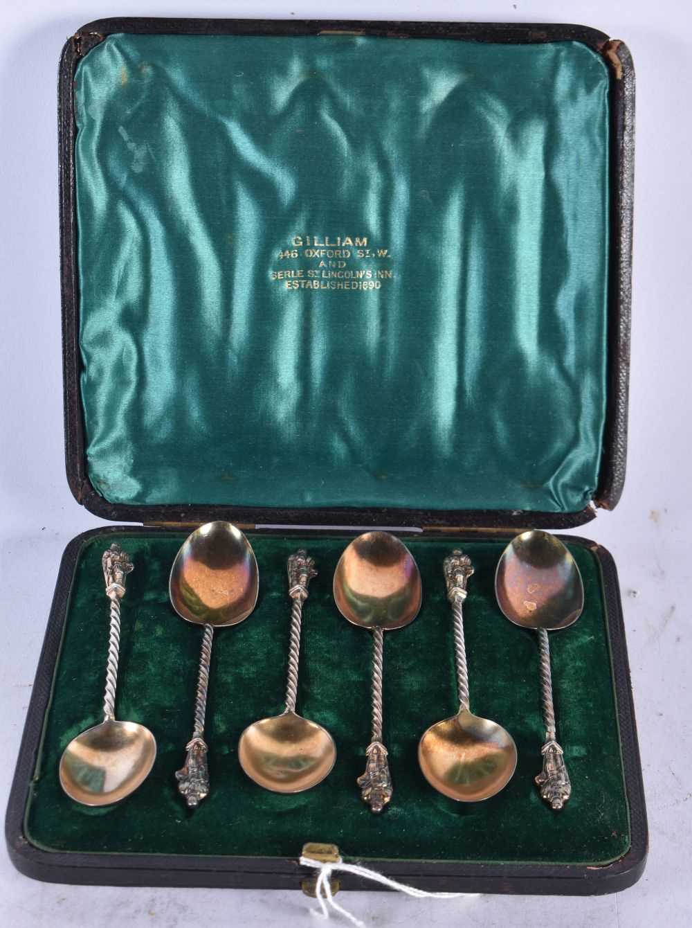 A SET OF SIX VICTORIAN SILVER APOSTLE SPOONS. 51 grams. 11.25cm long. (6)