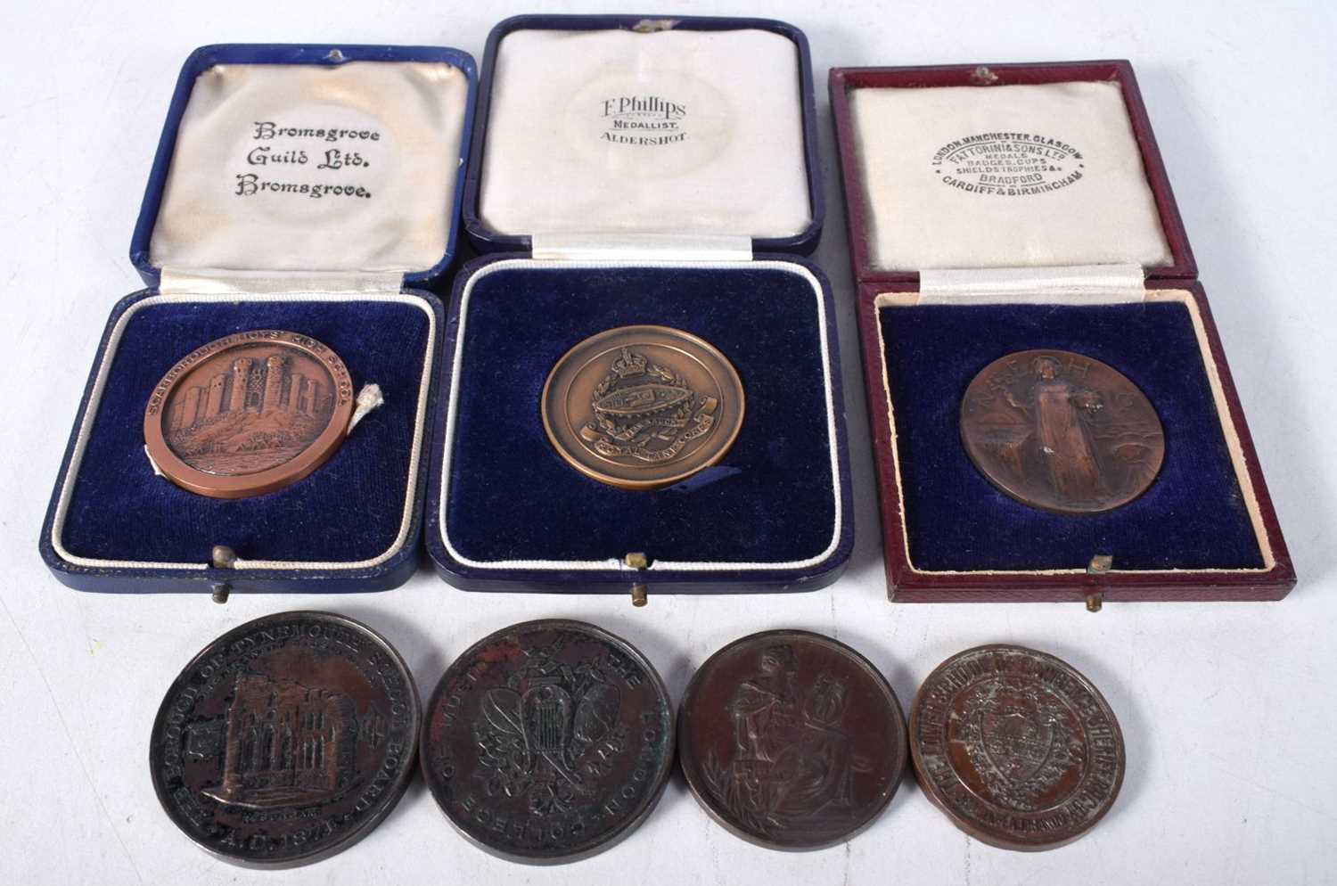 Three Cased School \ Sport \ Agriculture Medallions together with 4 others. Largest 4.4cm