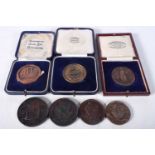 Three Cased School \ Sport \ Agriculture Medallions together with 4 others. Largest 4.4cm