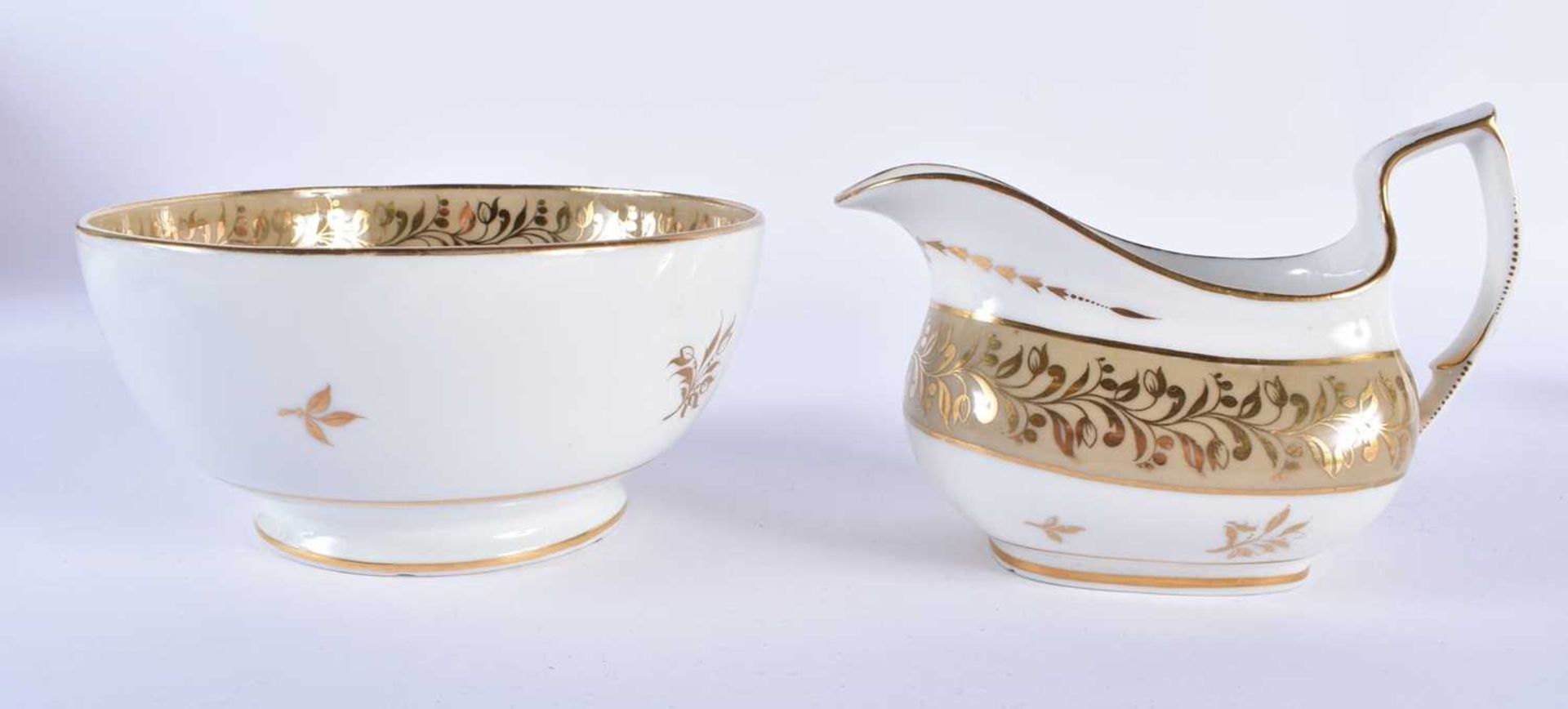 A LATE 18TH/19TH CENTURY CHAMBERLAINS WORCESTER GILT PAINTED TEAWARES. Largest 8 cm x 15 cm. (qty) - Image 8 of 13