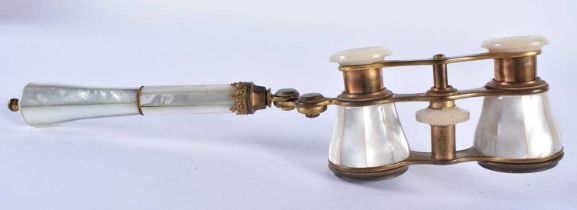 A PAIR OF MOTHER OF PEARL OPERA GLASSES. 24 cm x 7 cm.