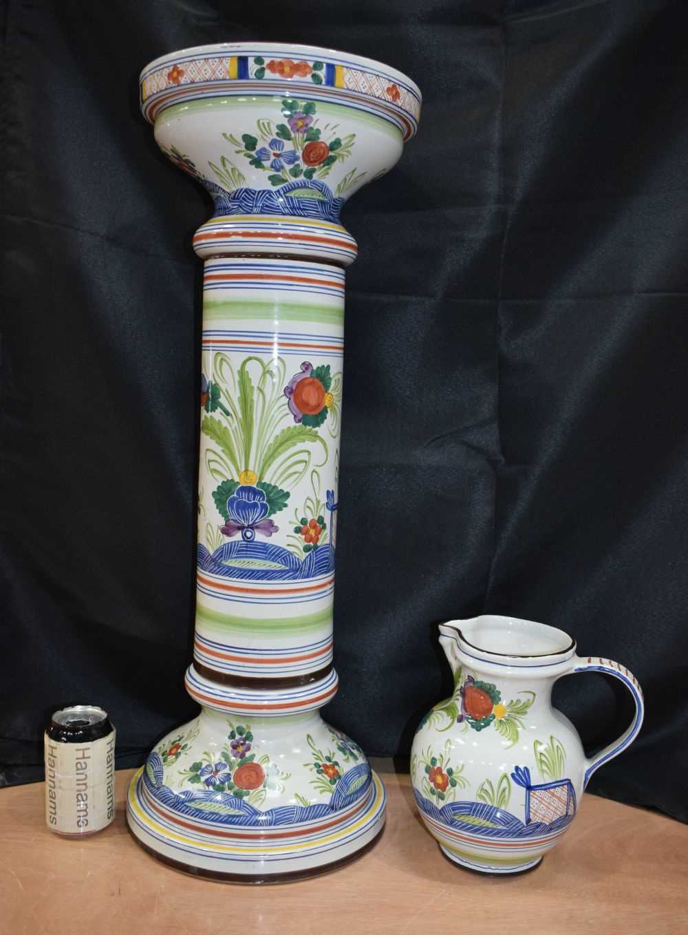 A large Italian Menegatti Firenze glazed pottery three section Jardiniere together with a matching - Image 2 of 4