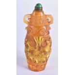 A CHINESE PEKING GLASS SNUFF BOTTLE AND STOPPER 20th Century. 141.8 grams. 9 cm x 3.75 cm.